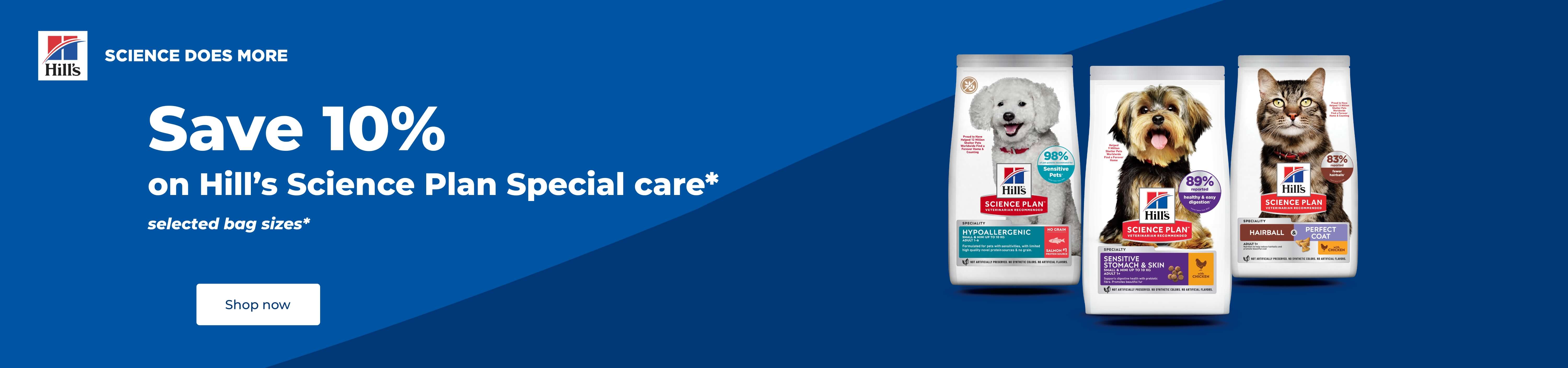 Save 10% on Hill's Science Plan Dog & Cat Special Care Food at The PharmPet Co.