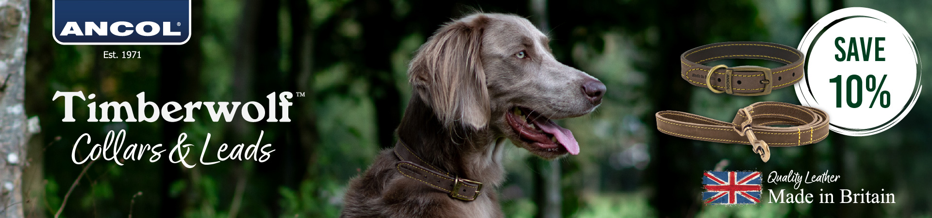 Save 10% on Ancol Timberwolf Collars & Leads at The PharmPet Co.