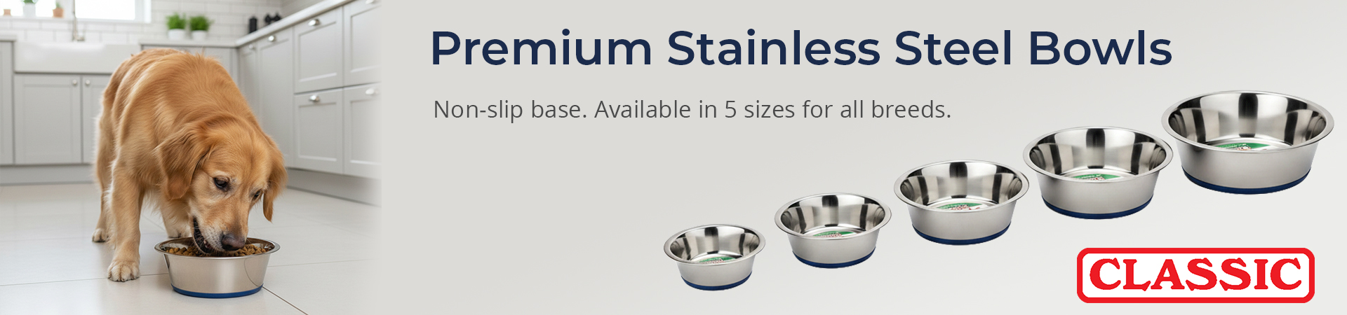 Shop Classic Stainless Steel Dog Bowls at The PharmPet Co.