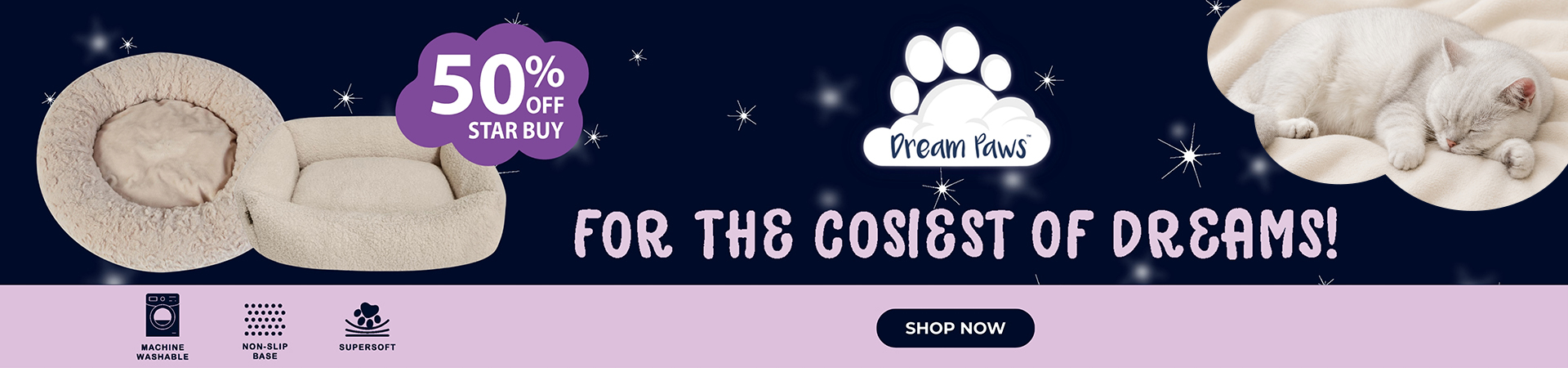 Save 50% on Dream Paws Cat Beds at The PharmPet Co.