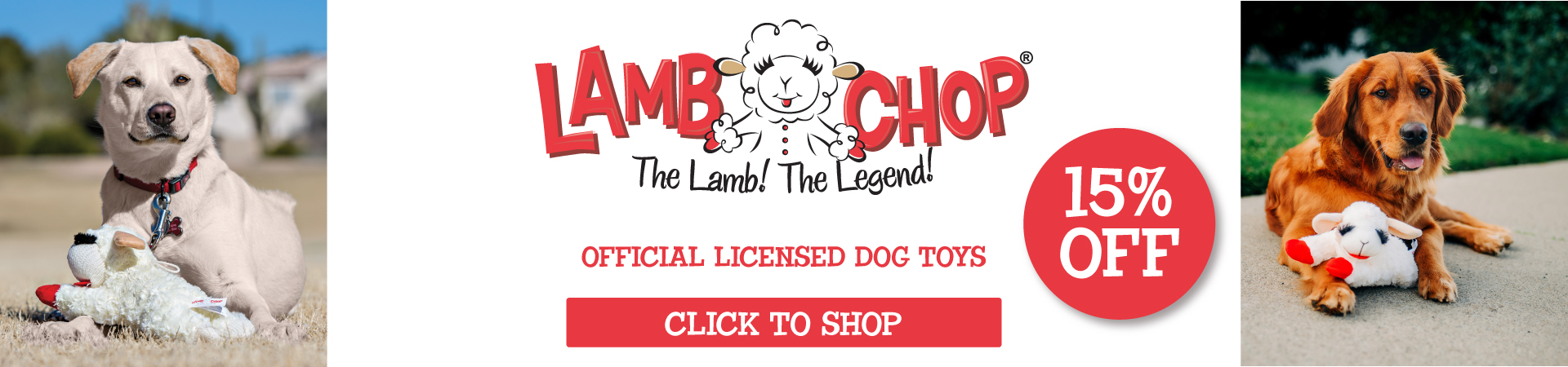 Save 15% on Happy Pet Lamb Chop Dog Toys at The PharmPet Co.