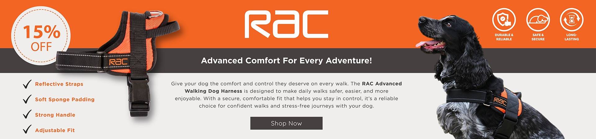 Save 15% on RAC Dog Harnesses at The PharmPet Co.