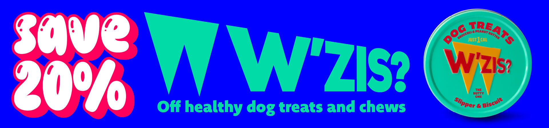 Save 20% on W'ZIS healthy dog treat and chews at The PharmPet Co.