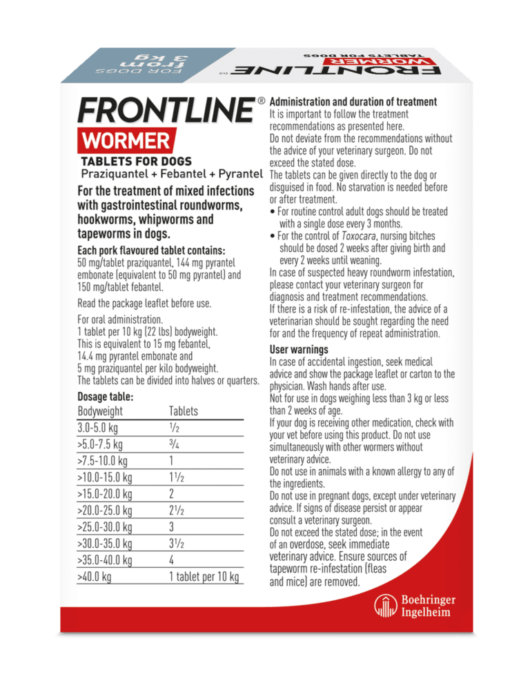 Frontline Wormer Tablets for Dogs Pack of 2 The PharmPet Co